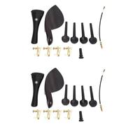 ISKDJBJG A Natrual Ebony Wood 4/4 Violin Accessories Set of 8PCS Pegs, Chinrest Chin Rest, End Pin,8PCS Fine Golden Tuners