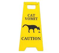 ISKDJBJG Cat Vomit Warning Sign Decoration, Fun Gift for Cat Lovers, Suitable for Desk and Office Use A