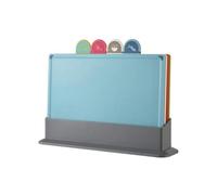 ISKDJBJG Cutting Boards 4Pcs/Set with Holder for Kitchen,Chopping Block with Food Icons,Anti Bacterium,Dishwasher Safe, Non-Slip