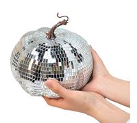 ISKDJBJG Silver Mirror Disco Ball, Pumpkin Shape Disco Ball, Suitable for DJ Club, Halloween Reflective Pumpkin Ball 20cm
