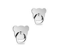 ISKIP 2Pcs Mobile Phone Ring Grips, Cell Phone Ring Stands, 2 Pack Finger Ring Holds for iPhone, Samsung, Huawei and All Smartphones (Bear-Silver)