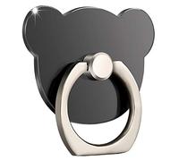 ISKIP Mobile Phone Finger Ring Grip, Bear-Shaped Cellphone Ring Holder, 360 Rotation Ring Stand for Phones, iPad and Tablet (Black)