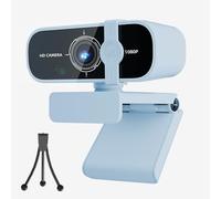 ISKOVI C28 1080P Webcam with Privacy Cover and Tripod Stand, PC Camera with Noise-Canceling Mic, Auto Light Correction,Plug and Play, Web Camera for Streaming, Zoom/Skype/Facetime/YouTube,Blue
