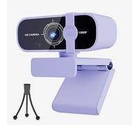 ISKOVI C28 1080P Webcam with Privacy Cover and Tripod Stand, PC Camera with Noise-Canceling Mic, Auto Light Correction,Plug and Play, Web Camera for Streaming, Zoom/Skype/Facetime/YouTube,Purple