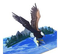 Iskueal Flying Eagle Pop Up Birthday Card, Fathers Day Card, 3D Greeting for son husbend friends Congratulations Retirement, Eagle Scout Gifts With Envelope and Note Card 5" x 7"