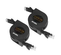 Iskueal Retractable Ethernet Cable - 6.6ft Cat6 Flat Network Cable with RJ45 Connectors for High Speed LAN, Internet, Gaming - Compatible with PS4, Router, Switch - 2 Pack.