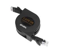 Iskueal Retractable Ethernet Cable - 6.6ft Cat6 Flat Network Cable with RJ45 Connectors for High Speed LAN, Internet, Gaming - Compatible with PS4, Router, Switch - 1 Pack.