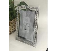 ISLA DIAMANTE PHOTO FRAME GLASS PLASTIC METAL PHOTO FRAME JEWEL MIRROR SILVER LOOSE DIAMANTE NEW CRYSTAL DECOR MIRROR (8x6 INCHES)