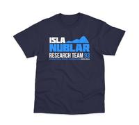 Isla Nublar 93 Inspired by Jurassic Park Printed Cotton Navy T-Shirt Large