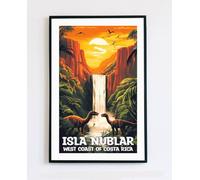 Isla Nublar Wall Art Poster - West Coast Of Costa Rica Poster - Isla Nublar Travel Poster - Jurassic Park Travel Poster - Poster Watercolour Print - Birthday Gift - Travel Wall Art (11X17 No Frame)