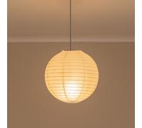 Isla White Paper Globe Ball Dome Easy Fit Ceiling Lamp Shade with LED Bulb ValueLights White 24 inches