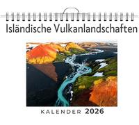 Isländische Vulkanlandschaften: Wandkalender 2026, Kalender DIN A4 quer, Monatskalender im Querformat mit Kalendarium, das perfekte Geschenk
