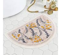 Islafeliz Half Circle Boho Bathroom Rugs - Non Slip, Machine Washable Half Round Bohemian Retro Bath Mat for Bathroom, Kitchen, Bedroom, Tub and Shower, Indoor Floor and Door Mat, Medium