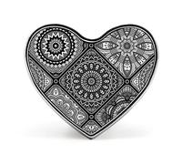 Islam, Arabic, Indian, Ottoman Motifs Tribal Mandala Floral Flower Heart Brooch Pin, Unisex Smooth Surface Lapel Tie Pin, Lightweight Badge Jewelry Crafts Decor for Costume Accessory Men Women