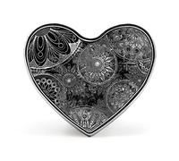 Islam, Arabic, Indian, Ottoman Motifs Tribal Mandala Floral Flower Heart Brooch Pin, Unisex Smooth Surface Lapel Tie Pin, Lightweight Badge Jewelry Crafts Decor for Costume Accessory Men Women