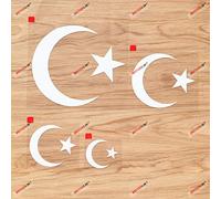 Islam Islamic Muslim Star and Crescent Decal Vinyl Sticker - 4 Pack White, 5.1cm, 7.6cm, 10.2cm, 15.2cm - No Background for Car Boat Laptop Cup Phone