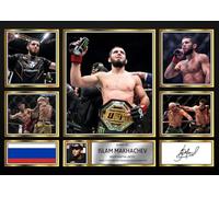 Islam Makhachev Signed Autograph Photograph Display - Perfect for MMA Fans, A2 Poster + Black Frame - Limited Edition Autograph Fan Gift - Collectible Memorabilia Merchandise
