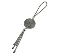 Islam Rear Mirror Hanging Car Ornament with Hanging Chain AMN-342 Vehicle Decor Allah Arabic Names Round Metal Pendant Design Arabic Calligraphy Eid Ramadan Muslim Gift (Silver)