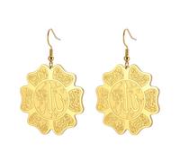 Islamic Allah Earrings for Women Stainless Steel Islam Muslim Quran God Allah Arabic Petal Shape Drop Earrings Religious Jewelry Eid Ramadan Gifts (gold)