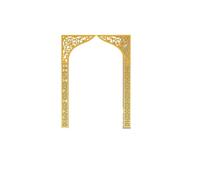 Islamic Arch Mirror Wall Sticker - 3D Mosque Frame Decal with Geometric Pattern for Ramadan Home Decor Accent(Gold D,Large)