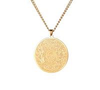 Islamic Ayatul Kursi Necklace Allah Pendant Quran Protection Asma - Ul - Husna Necklace Arabic Calligraphy Script Islam Eid Ramadan Gift Muslim Religious Jewelry Women Men (gold)