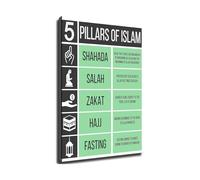 Islamic Canvas Wall Art Arabic Calligraphy Poster Foundations of Faith Muslim Home Decor for Living Room Prayer Room Masjid(Framed,16X24inch(40X60cm))