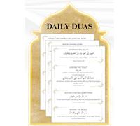 Islamic Dua Stickers - Daily Supplications - 12 Pre-Printed Duas for Kids & Adults on Vinyl Paper - Ideal for Home, School or Gift (White)