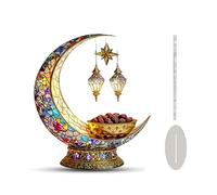 Islamic Elegant Crescent Moon & Lantern Desktop Ornament, 2d Acrylic Ramadan Crescent Moon Decor, Lightweight and Durable, Muslim Islam Ramadan Eid Decorations (1Pcs,20cm/7.8in)