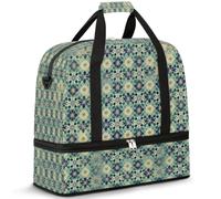 Islamic Flowers Travel Duffle Bag for Women Men Weekend Overnight Bags Foldable Wet Seperated 47 L Tote Bag for Sports Gym Yoga