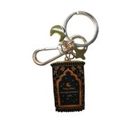Islamic Keychain - Muslim Dua 'May Allah Always Protect You' Black Keyring with Gold-Plated Enamel & Moon Star Charms, Islamic Gifts, Muslim Gifts, Ramadan Eid Gift, Car Key Ring or Bag Accessories