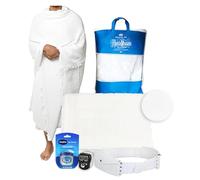 Islamic Men’s Hypoallergenic Premium Microfiber Ihram Towel Set for Hajj and Umrah - 2PCS Soft, Absorbent, Breathable Ahram/Ehram Towels - Adjustable Ihram Belt, Tasbih Counter, Vaseline - 110x220cm
