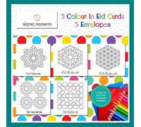Islamic Moments Colour in Eid Cards - Geometric Set - 5 Individual Cards with Coloured Envelopes - Art Craft Kit