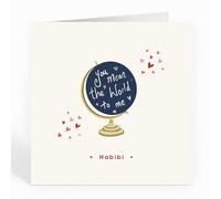Islamic Moments Greeting Card - You Mean the World to Me... Habibi - Playful Islamic, Middle Eastern Termed Card for Your Husband
