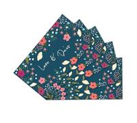 Islamic Moments Love & Du'as Money Wallets for Gifting - Floral on Navy - Pack of 5 - Greeting Card Envelopes for Weddings, Eid, Births, Graduations