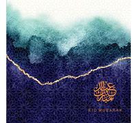 Islamic Moments Luxury Eid Mubarak Card Navy Ombré Gold Hot Foiled Greeting Card