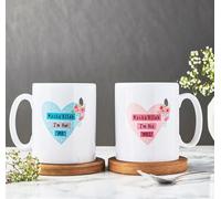 Islamic Moments Mr and Mrs Islamic Wedding Gift Mug Set - Two 10oz White Ceramic Cups with Presentation Box - Masha'Allah I'm Her Mr & Masha'Allah I'm His Mrs - Anniversary