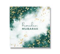 Islamic Moments: Ramadan Mubarak Greeting Card in Green with Gold Coloured Speckles