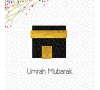 Islamic Moments Umrah Mubarak Islamic Greeting Cards, New Black n Gold, 150mm Square