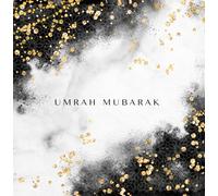 Islamic Moments Umrah Mubarak Islamic Greetings Card for Umrah - Black and White with Golden Flecks