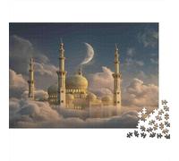 Islamic Mosque Clouds 1000 Piece Puzzles Beautiful View Mosque Moon Sky Home Decoration Educational Game for Men And Women Challenging Jigsaw Jigsaw Puzzles for Adults 52x38cm/1000pcs