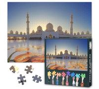 Islamic Puzzles for Adults 1000 Pieces, Grand Mosque in Abu Dhabi Jigsaw Puzzles, Adult Puzzle for Adults, Educational Fun Games or Toys for Elders Friends 20X27 INCH