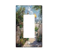 Islamic Style Building Decorative Switch Cover 1 Gang Single Rocker, Religion landscape Switchcover Wall Plate, Faith Retro Electrical Faceplate for Bedroom Living Room Decor