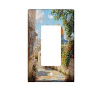 Islamic Style Building Decorative Switch Cover 1 Gang Single Rocker, Religion landscape Wall Plate Cover, Standard Size, Faith Retro Electrical Faceplate for Bedroom Living Room Decor