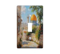 Islamic Style Building Decorative Switch Cover 1 Gang Single Toggle, Religion landscape Wall Plate Cover, Standard Size, Faith Retro Electrical Faceplate for Bedroom Living Room Decor