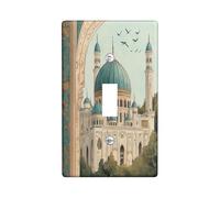 Islamic Style Building Decorative Switch Cover Plate 1 Gang Single Toggle, Religion landscape Electrical Faceplate for Bedroom Bathroom Decor, Faith Retro Standard Size Switchplate
