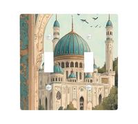Islamic Style Building Decorative Switch Cover Plate 2 Gang Double Toggle, Religion landscape Electrical Faceplate for Bedroom Bathroom Decor, Faith Retro Standard Size Switchplate