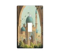 Islamic Style Building Switch Cover Wall Plate 1 Gang Single Toggle, Religion landscape Electrical Faceplate for Bedroom Bathroom Decor, Faith Retro Standard Size Switchplate