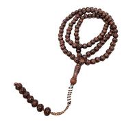 Islamic Tasbih 99 Beads AMN-465 Muslim Prayer dhikr Misbaha Unique Design Rosary Cute Decorated Tassel Eid Ramadan Gift (Dark Brown)
