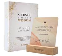 Islamic Wisdom Cards - Beautiful Gift Set with 40 Quran & Hadith Based Quotes for Spiritual Reflection, Ramadan & Eid | Premium Box + Wooden Stand