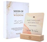 Islamic Wisdom Cards - Beautiful Gift Set with 40 Quran & Hadith Based Quotes for Spiritual Reflection, Ramadan & Eid | Premium Box + Wooden Stand
